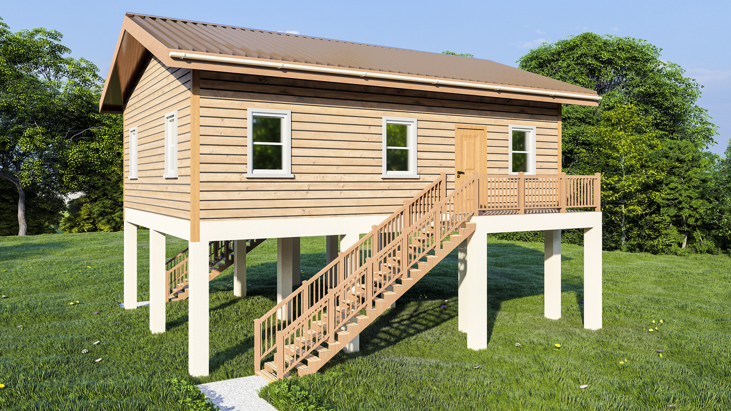 DFC 3 bedroom elevated wooden home
