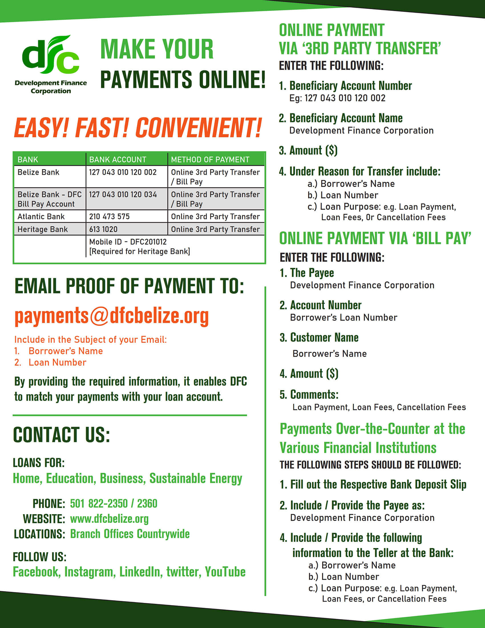 DFC Make Payments Online